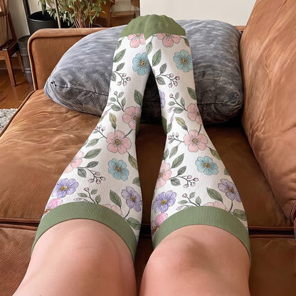Chaussettes de compression grandes tailles à motif floral pour jardin - image 1