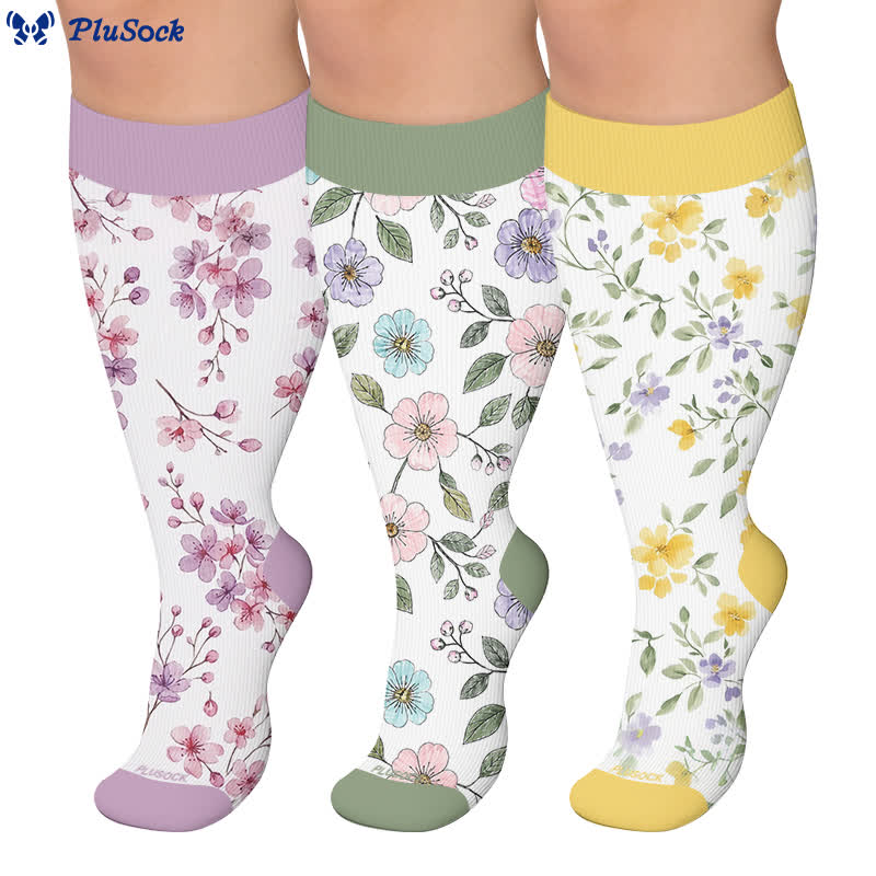 Chaussettes de compression grandes tailles à motif floral pour jardin - image 0