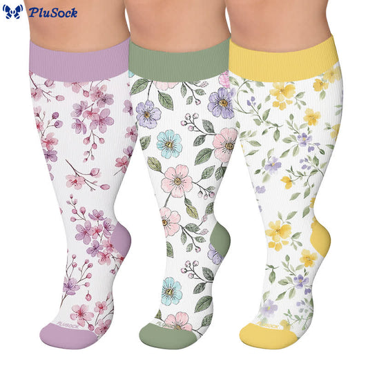 Chaussettes de compression grandes tailles à motif floral pour jardin - image 0