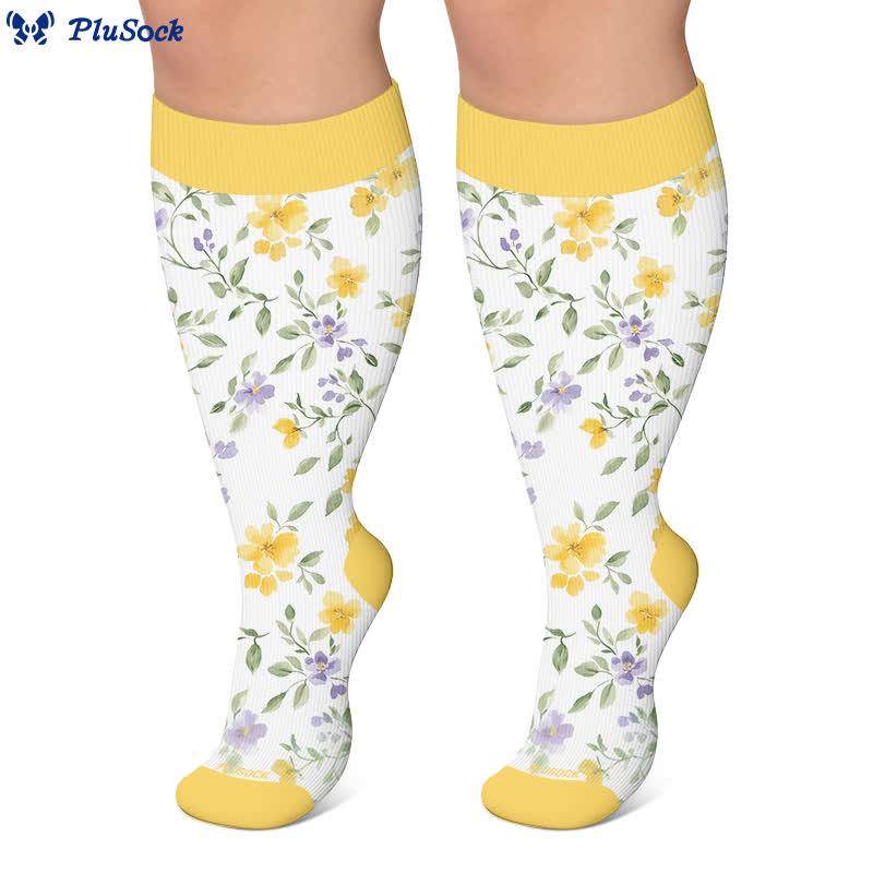 Chaussettes de compression grandes tailles à motif floral pour jardin - image 5