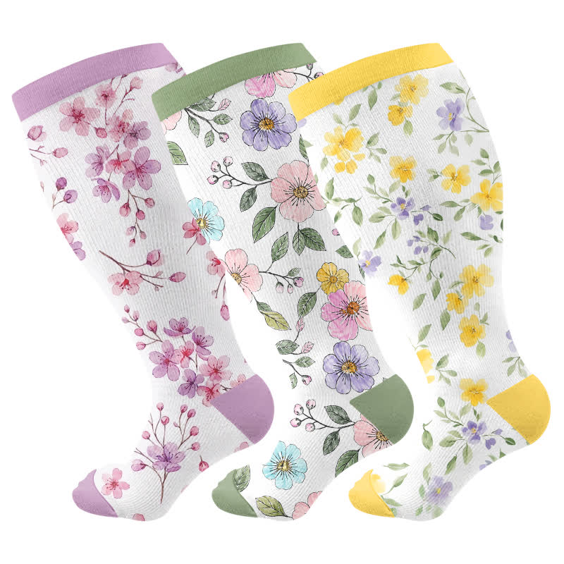 Chaussettes de compression grandes tailles à motif floral pour jardin - image 4