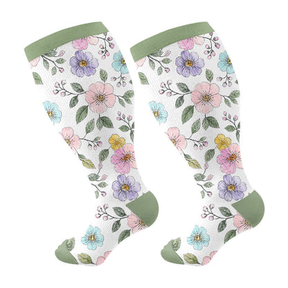 Chaussettes de compression grandes tailles à motif floral pour jardin - Vert - 4XL - image 10