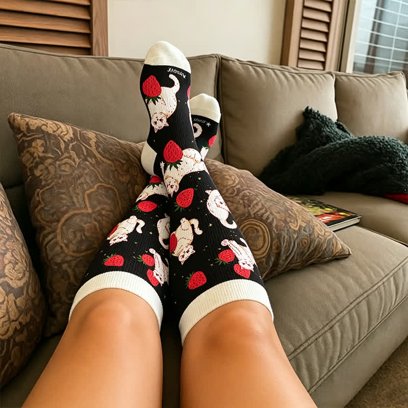 Chaussettes de compression grande taille à motif canard et chat - image 2
