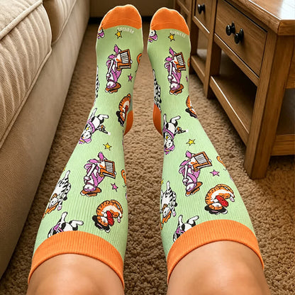 Chaussettes de compression grande taille à motif canard et chat - image 3