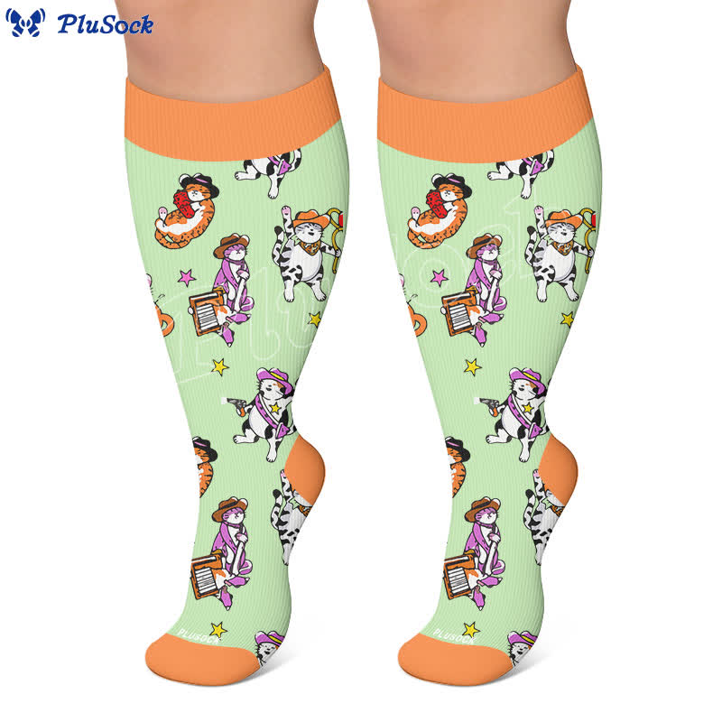Chaussettes de compression grande taille à motif canard et chat - image 7