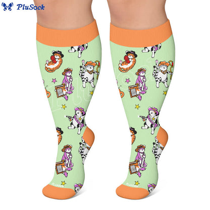Chaussettes de compression grande taille à motif canard et chat - image 7