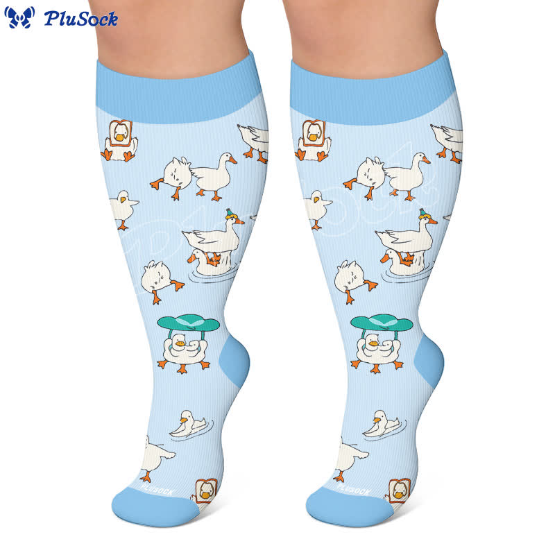 Chaussettes de compression grande taille à motif canard et chat - image 5