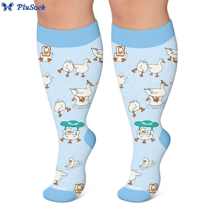 Chaussettes de compression grande taille à motif canard et chat - image 5