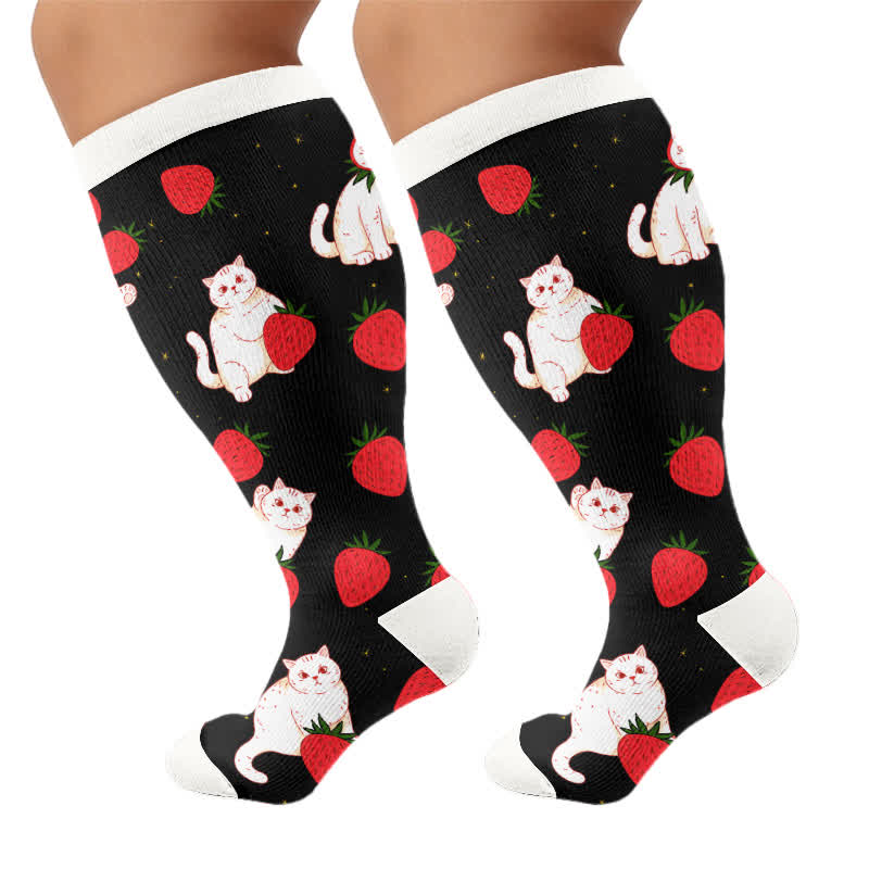 Chaussettes de compression grande taille à motif canard et chat - Noir - 4XL - image 9
