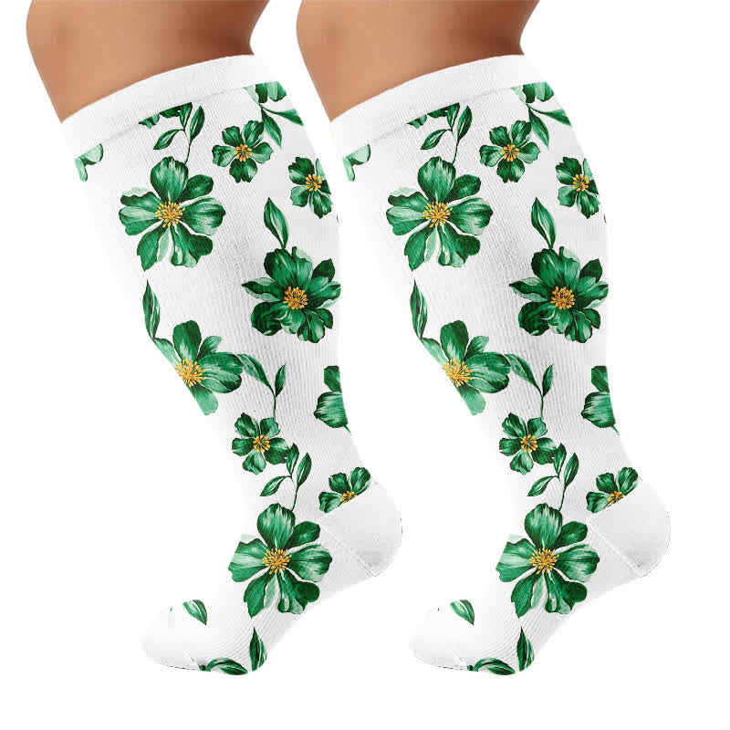 Chaussettes de compression grandes tailles Jardin botanique - Blanc (1 paire) - 4XL - image 8