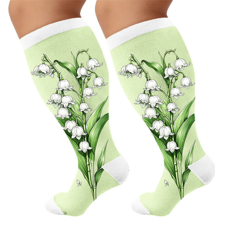 Chaussettes de compression grandes tailles Jardin botanique - Vert (1 paire) - 4XL - image 10