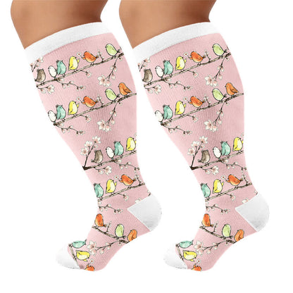 Chaussettes de compression grandes tailles Jardin botanique - Rose (1 paire) - 4XL - image 9