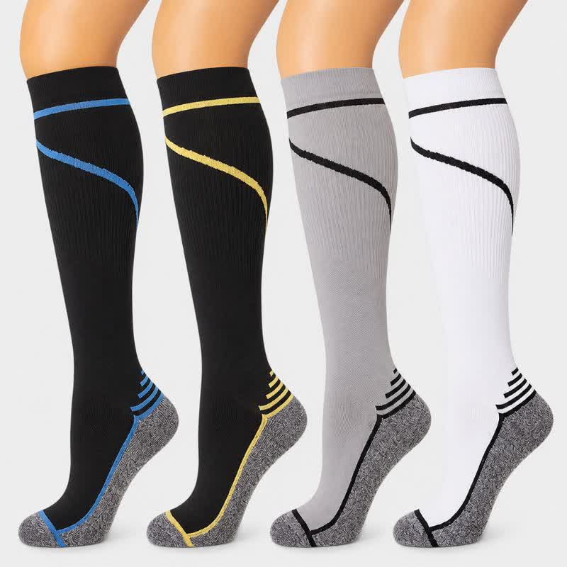 Chaussettes de compression à rayures contrastées (4 paires) - image 0