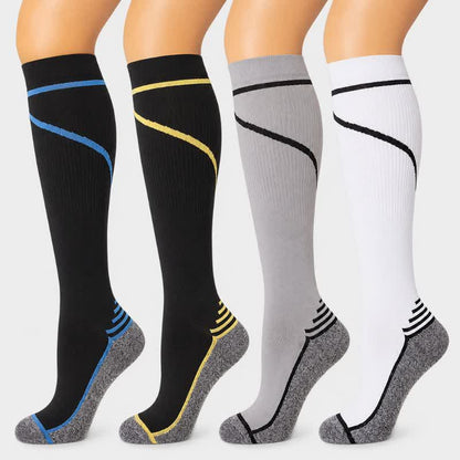 Chaussettes de compression à rayures contrastées (4 paires) - image 0
