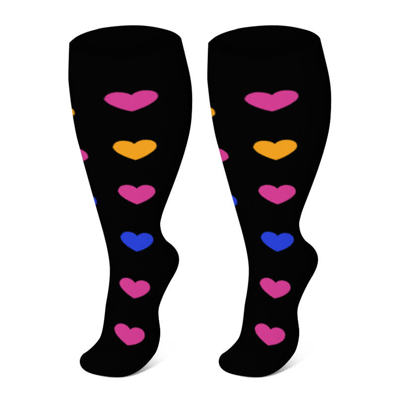 Chaussettes de compression à pois en forme de cœur, grandes tailles (3 paires) - Cœur - 4XL - image 6