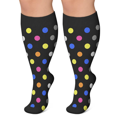 Chaussettes de compression à pois en forme de cœur, grandes tailles (3 paires) - image 2