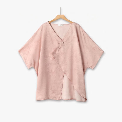 Ensemble chemisier à manches chauve-souris grande taille et jupe midi à volants fleurie - Blouse - 6XL - image 5