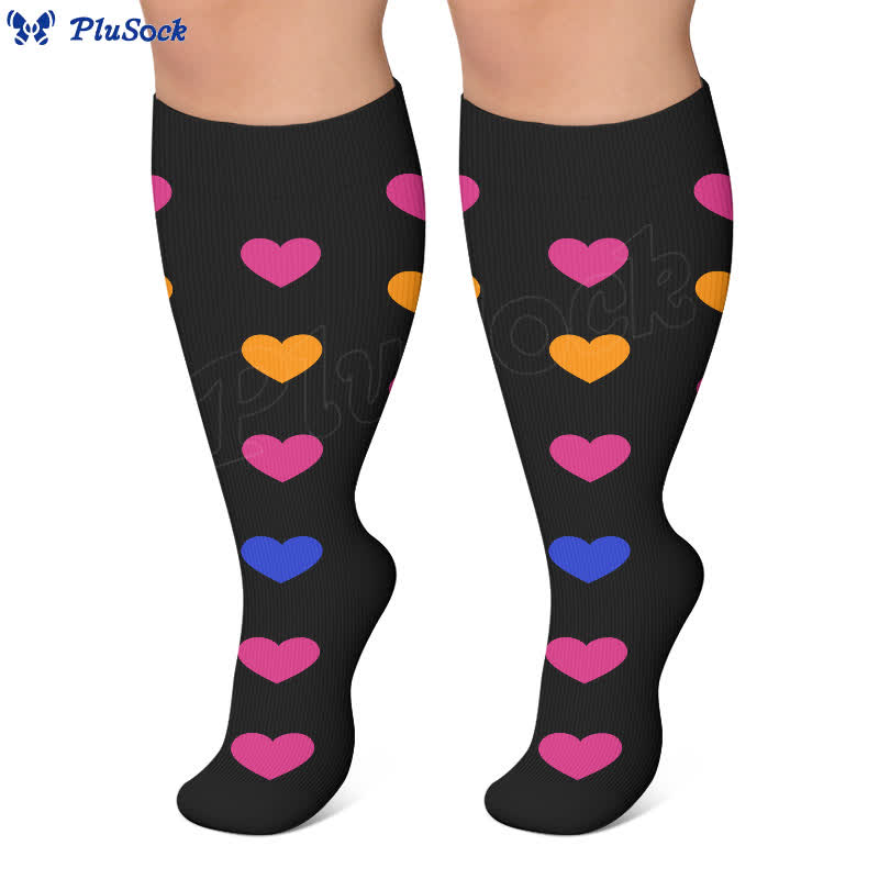 Chaussettes de compression à pois en forme de cœur, grandes tailles (3 paires) - image 5
