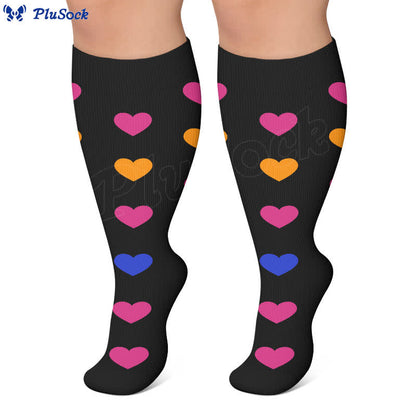 Chaussettes de compression à pois en forme de cœur, grandes tailles (3 paires) - image 5