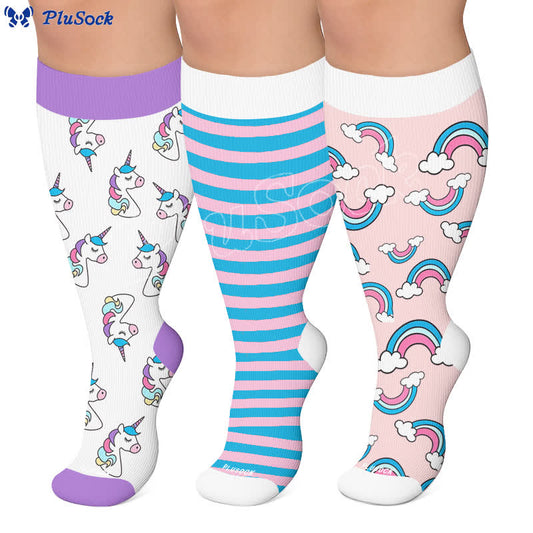 Chaussettes de compression licorne colorées grande taille - image 0