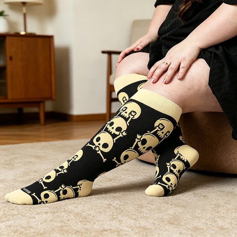 Chaussettes de compression Skull Alien grande taille - Abricot - 4XL - image 3