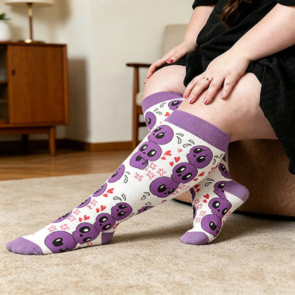 Chaussettes de compression Skull Alien grande taille - Violet - 4XL - image 2
