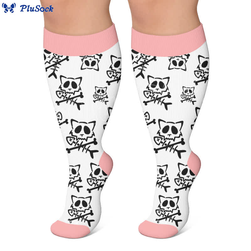 Chaussettes de compression grandes tailles à rayures vertes chat - image 5