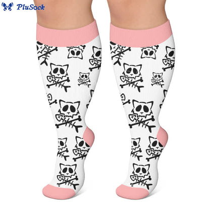 Chaussettes de compression grandes tailles à rayures vertes chat - image 5