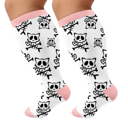 Chaussettes de compression grandes tailles à rayures vertes chat - image 9