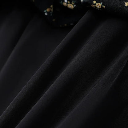 Robe midi grande taille à petits fleurs, col à nouer et ourlet à volants - image 6
