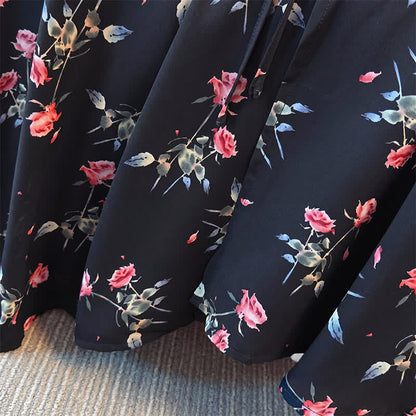 Robe midi noire à fleurs grande taille - image 4