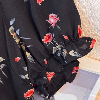 Robe midi noire à fleurs grande taille - image 2