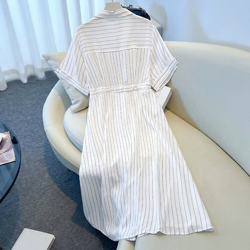 Robe midi rayée à ceinture grande taille - image 6