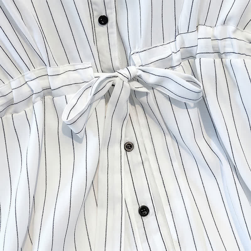 Robe midi rayée à ceinture grande taille - image 3