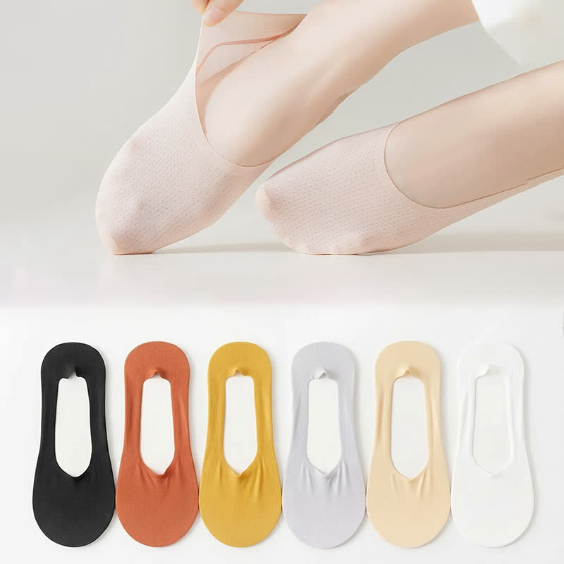 Chaussettes invisibles douces et rafraîchissantes en soie glacée (6 paires) - image 0
