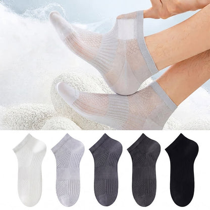 Chaussettes de cheville respirantes en soie glacée antibactérienne (5 paires) - Multicolore - EU39-44(US6-10) - image 0