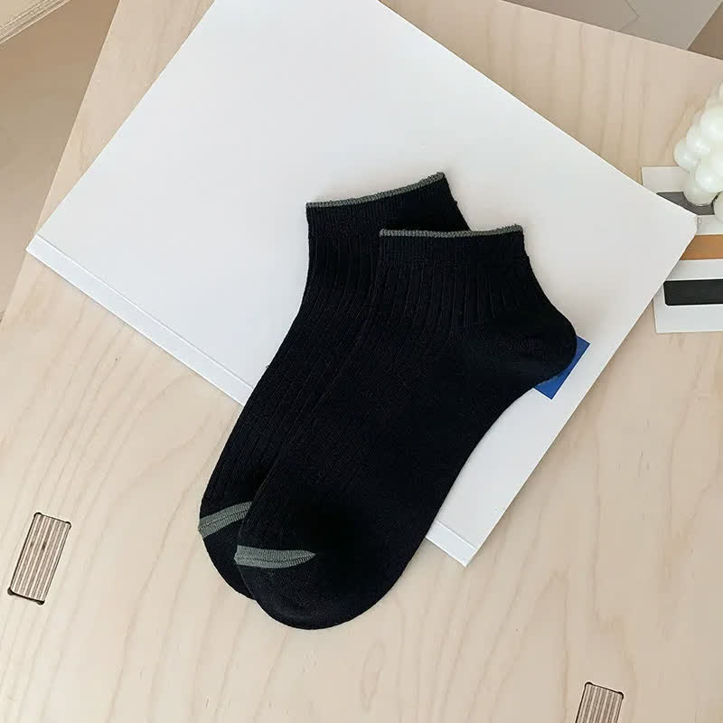 Chaussettes basses décontractées en bambou côtelé (5 paires) - Noir - UE36-44 (US3-10) - image 11