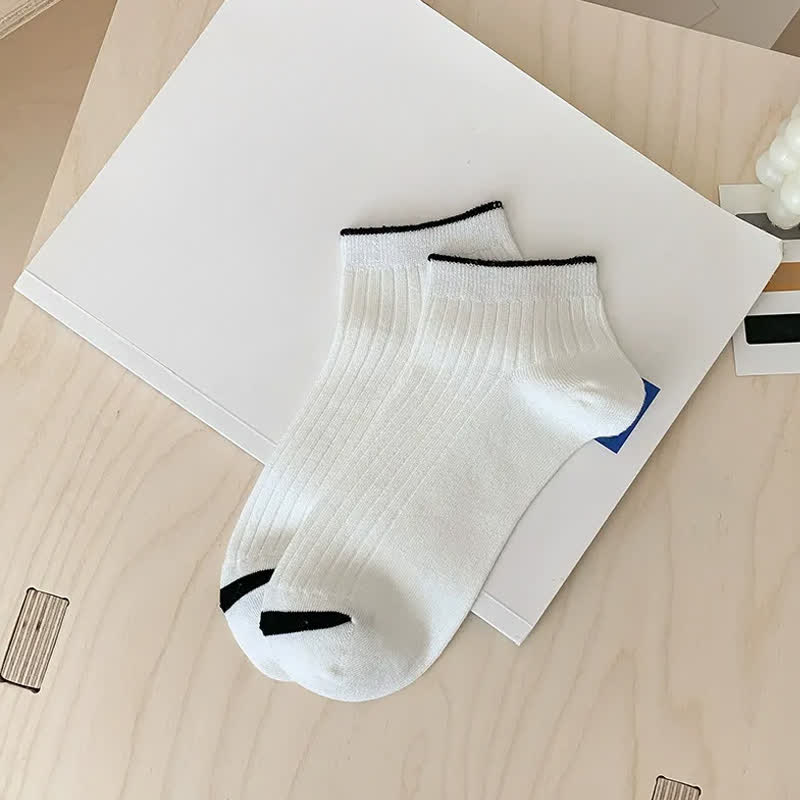 Chaussettes basses décontractées en bambou côtelé (5 paires) - Blanc - UE36-44 (US3-10) - image 12