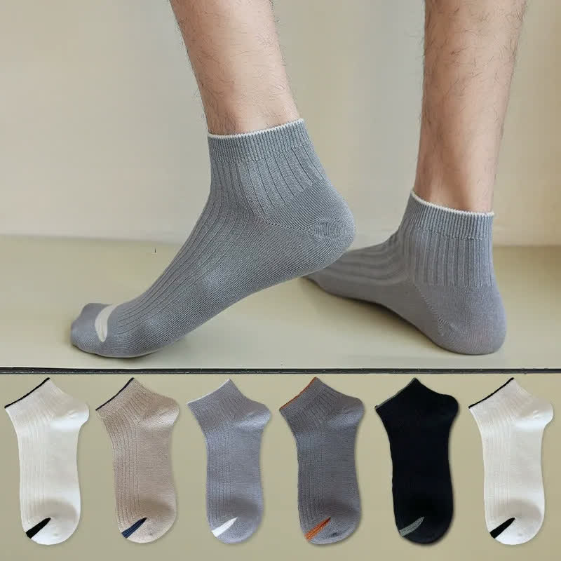 Chaussettes basses décontractées en bambou côtelé (5 paires) - Multicolore - UE36-44 (US3-10) - image 0