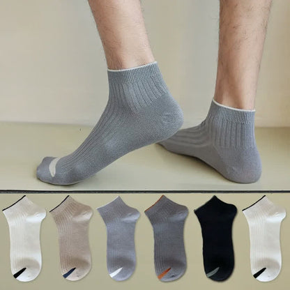 Chaussettes basses décontractées en bambou côtelé (5 paires) - Multicolore - UE36-44 (US3-10) - image 0