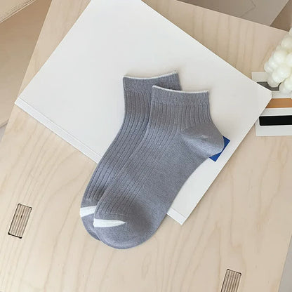 Chaussettes basses décontractées en bambou côtelé (5 paires) - Gris - UE36-44 (US3-10) - image 14