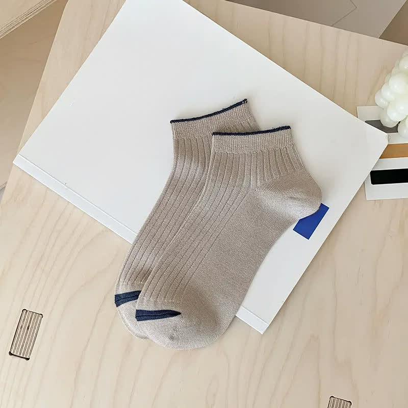 Chaussettes basses décontractées en bambou côtelé (5 paires) - Kaki - UE36-44 (US3-10) - image 15