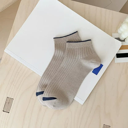 Chaussettes basses décontractées en bambou côtelé (5 paires) - Kaki - UE36-44 (US3-10) - image 15