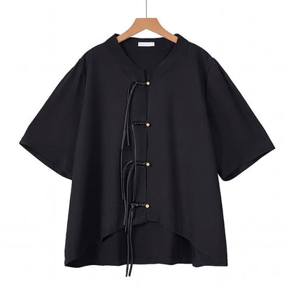 Ensemble haut et jupe grande taille à motif floral et nœud. - Blouse - 6XL - image 3