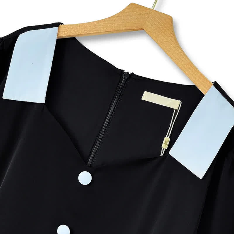 Robe midi bouffante ample à manches courtes pour femmes rondes - image 1