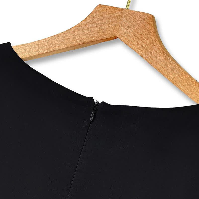 Robe midi bouffante ample à manches courtes pour femmes rondes - image 2