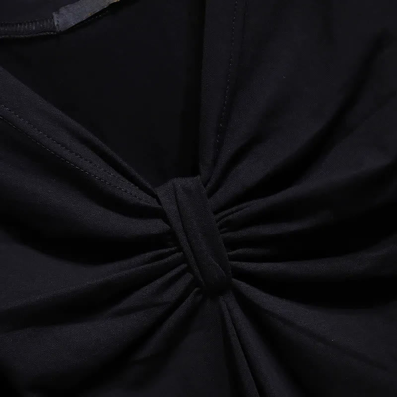 Blouse grande taille en coton stretch à col V torsadé sur le devant - image 3