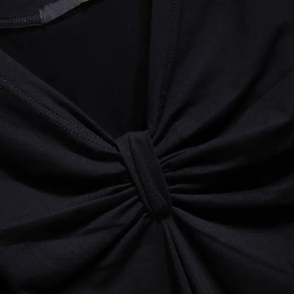Blouse grande taille en coton stretch à col V torsadé sur le devant - image 3