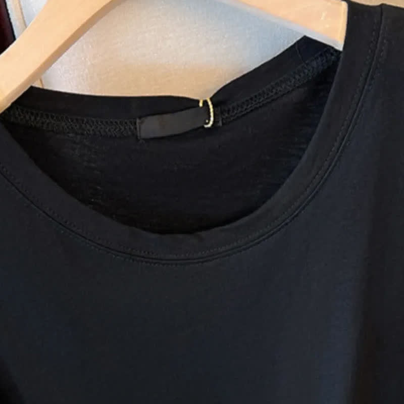 T-shirt grande taille en coton stretch à ourlet fendu - image 1