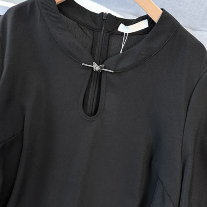 Robe midi élégante grande taille à col en V et ourlet à volants - image 1